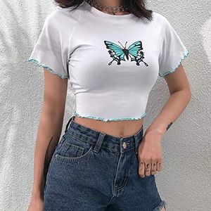 blue butterfly crop top